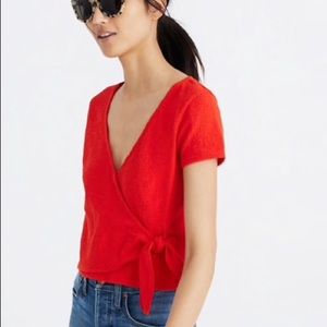 Madewell Red Wrap Shirt Size S
